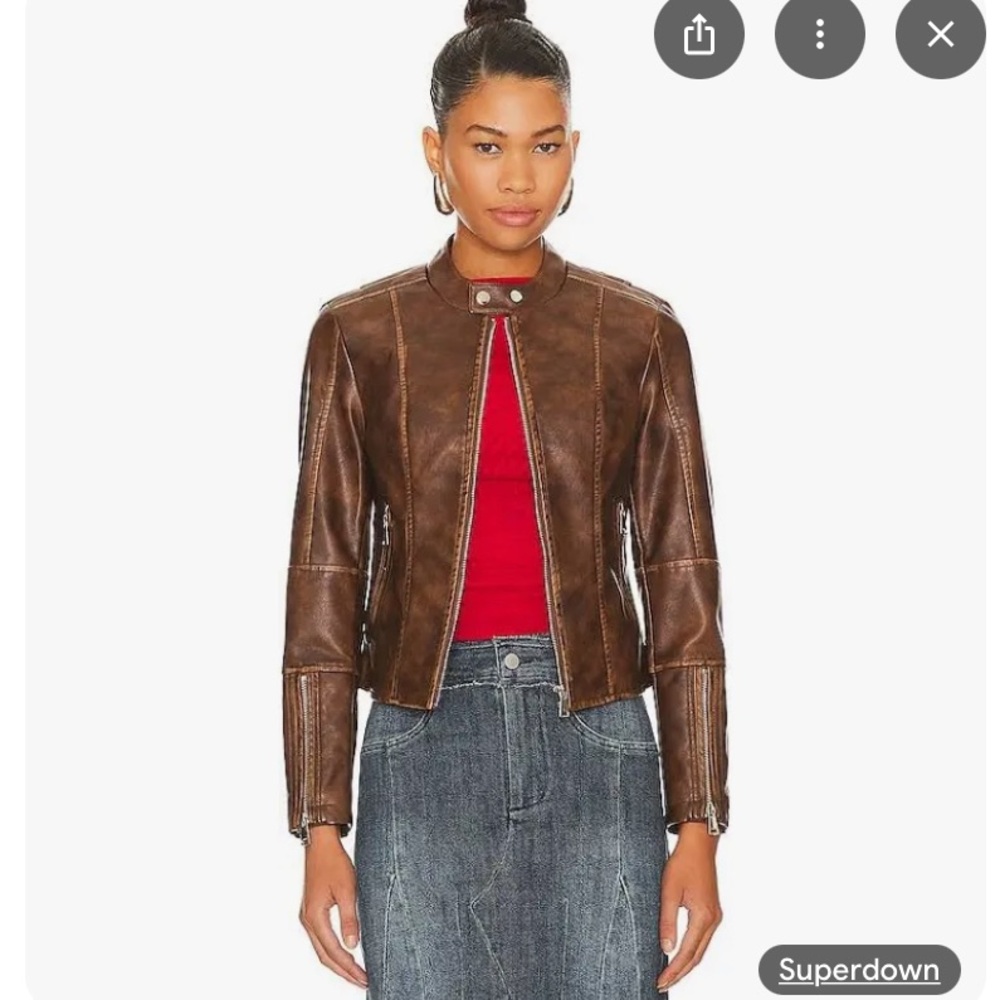 Superdown Steph Faux Leather Moto Jacket - Brown